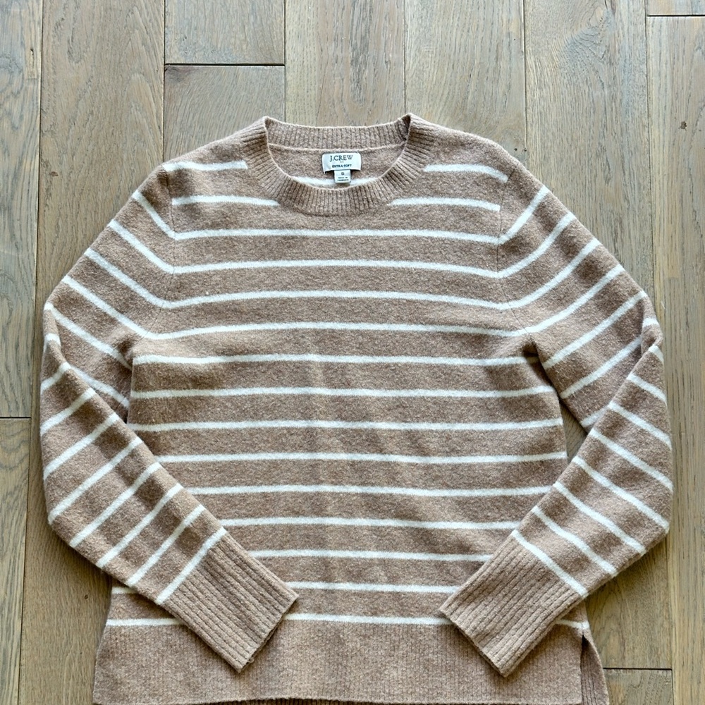 J. Crew Tan Striped Women’s Sweater - Picture 2 of 3